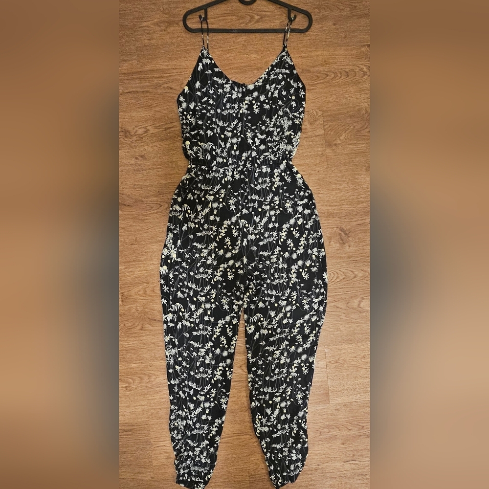 H&M Black and White Floral Jumpsuit